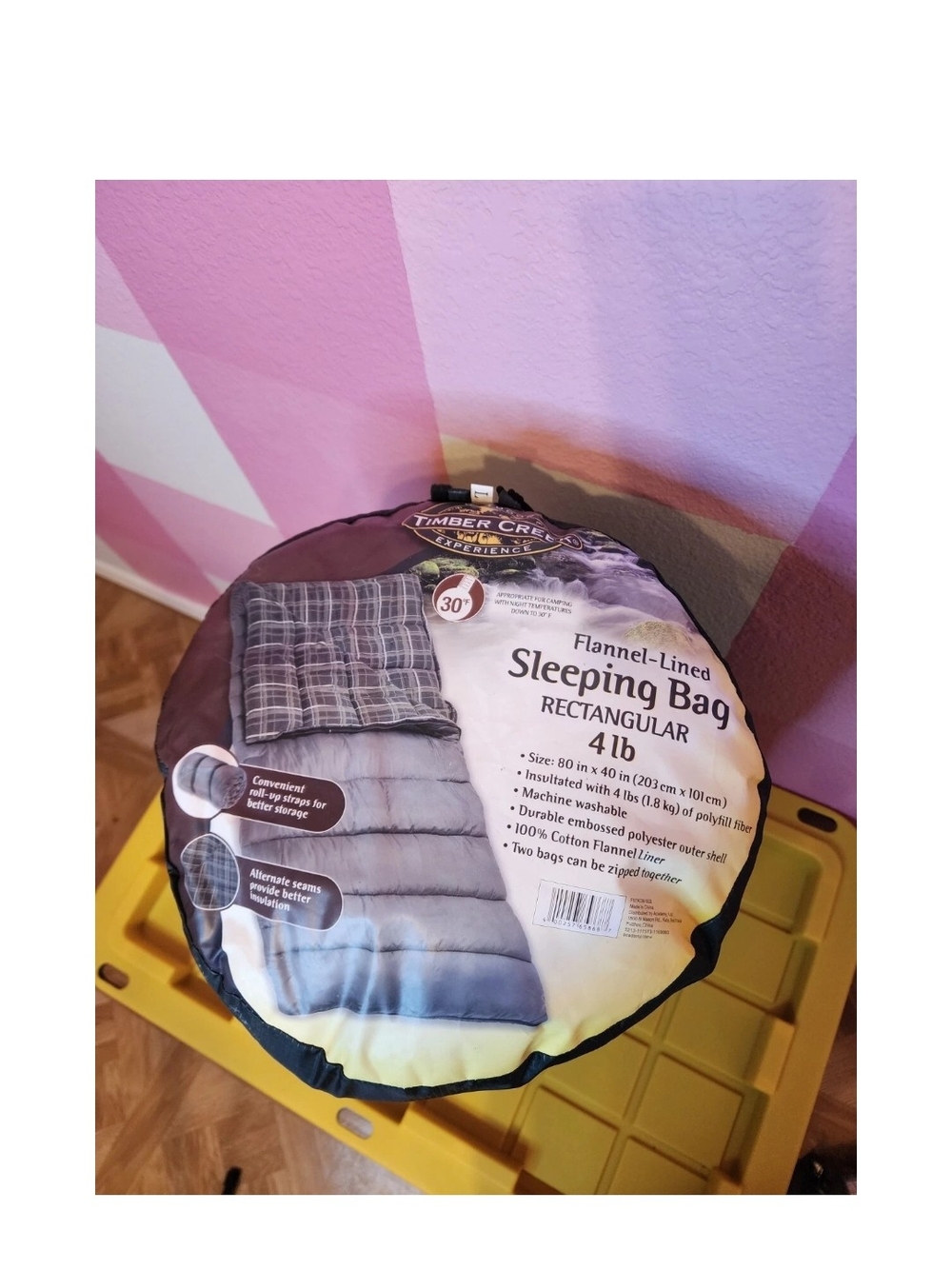Timber Creek 4lb Rectangle Adult Unisex Camping Sleeping Bag 30 degree Flannel